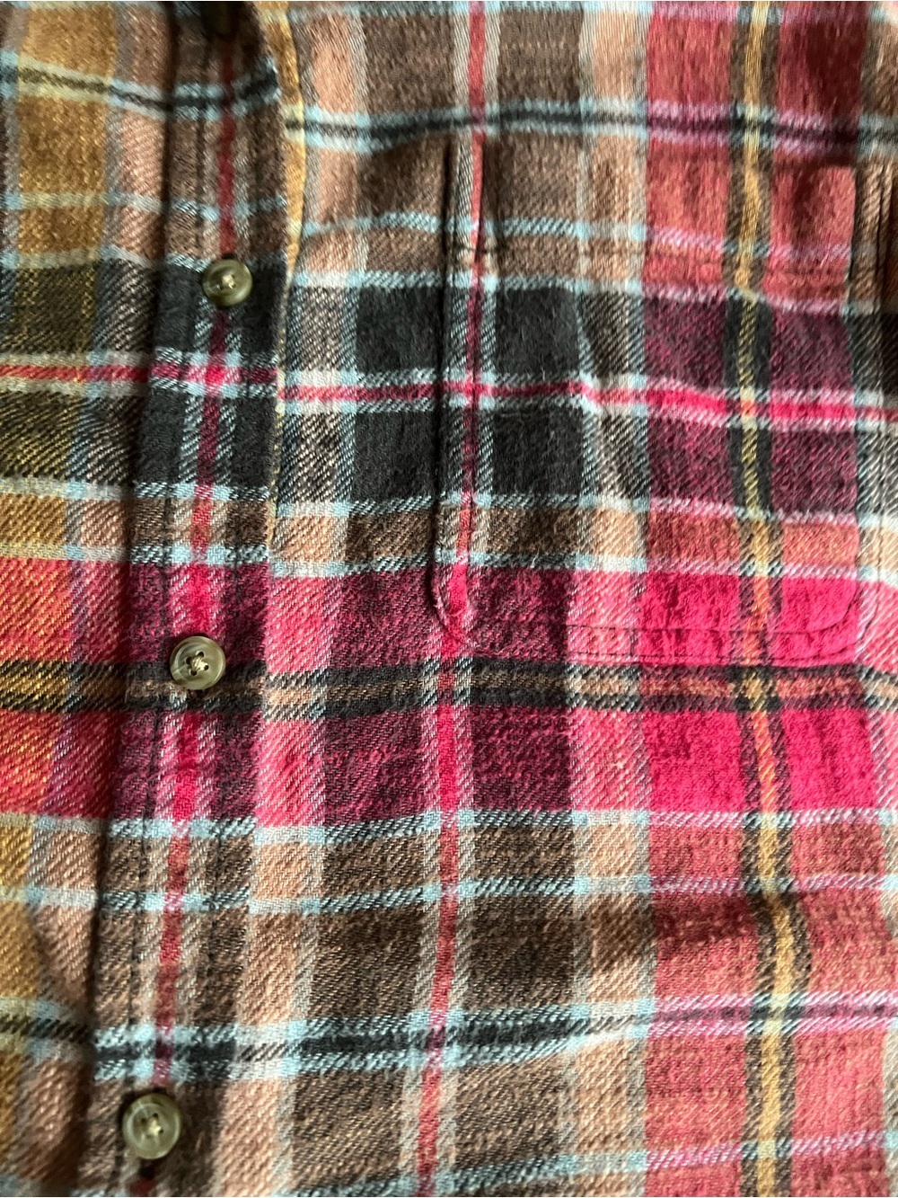 American Eagle Outfitters Plaid Button-Down Shirt Jacket - Pink, Brown, Yellow - Picture 3 of 6